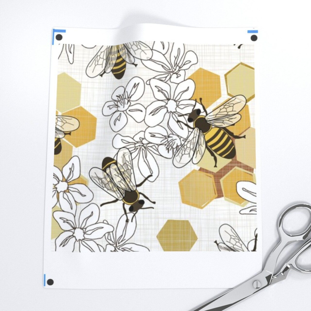 Endangered Species Honey Bee Flowers Honeycomb Hexagon Floral Apiary Insects Bugs Custom Pre-pasted Wallpaper by Spoonflower Pre-Pasted Wallpaper 2FT Wide